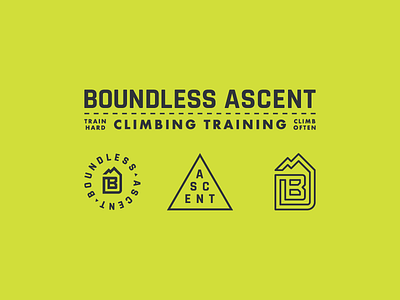 Boundless Ascent boulder branding climb grid icon identity letter line logo mark mountain rock climbing