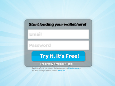 Load your wallet! email landing page login member password