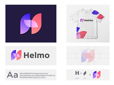 helmo - H letter  leaf logo design