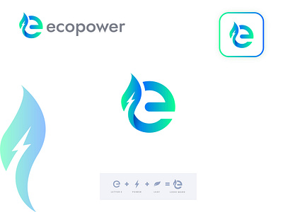 ecopower - Logo Design brand branding creativelogo e leaf logo flat icon illustrator leaf logo logo design logo design branding logo design concept logo designer logo ideas logocreation logodesigns logoshift logotipos minimal modern logo nature logo