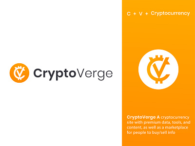 CryptoVerge - Logo Design ✅ a b c d e f g h i j k l m n bit brand identity design branding coin creative logo crypto cryptocurrency currency finance gold icon logo logo design o p q r s t u v w q y z orange simple logo startup symbol design visual identity design