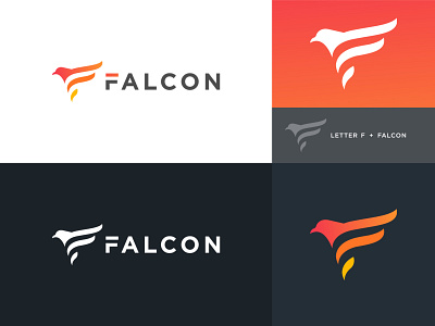 Letter F + Falcon Bird - logo design