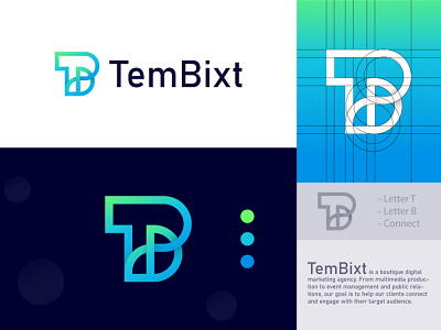 Tembixt - Logo Design ( Letter T + Letter B + connect ) a b c d e f g h i j k l m n armin van buuren artist artists branding connect digital marketing dutch gradient logo logo design ltter logo marketing modern logo netherlands o p q r s t u v w x y z online entertainment t h e q u i c k b r o w n f o x total visual identity design