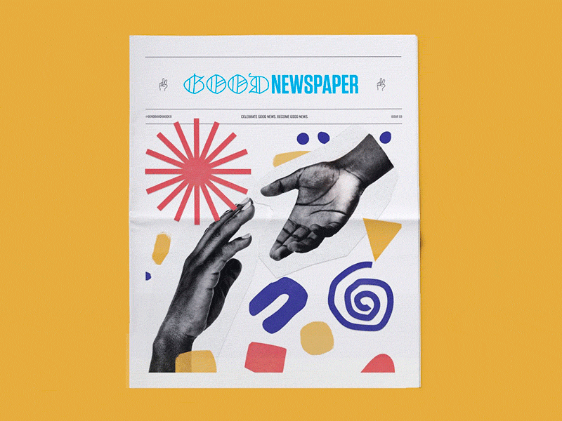 Issue 03 Cover goodnewspaper hands news newspaper newsprint paper cut