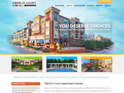 Oberlin Court Homepage blue green homepage orange web design website