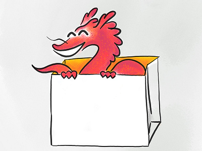 Dragon out of the bag bag character china dragon illustration shopping