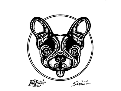 Inktober 2021 -Knot Boston boston boston terrier dog illustration line sketchbook pro spot