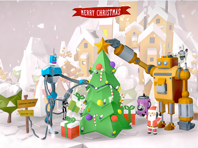 Julfrukost 3d 3d art christmas google blocks graphic low poly robot sketchfab snow sweden
