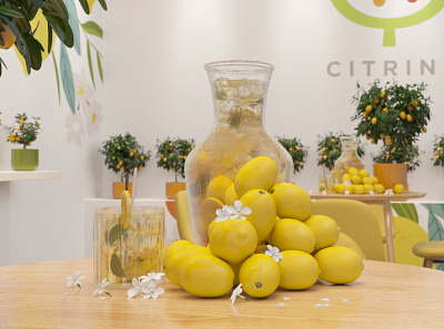 Exhibition stand Citrina 3d 3ds max branding ice lemon logo render