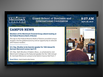 Merrimack College Digital Signage college communication digital signage display education news school