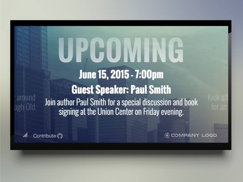 Events Template events display communication digital signage announcements
