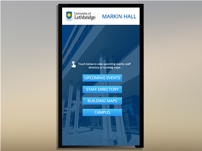 University of Lethbridge Interactive Directory css digital signage directory events html interactive maps touch screen university