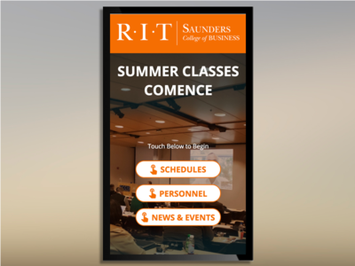 Rochester Institute of Technology Digital Signage college css digital signage directory events html interactive news schedules staff touch screen