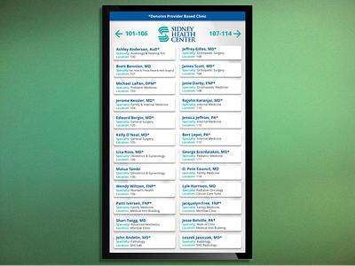 Sidney Health Center Directory digital signage directory information material design responsive