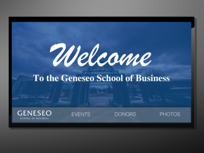 Geneseo School of Business Interactive Donor Wall business school digital signage directory donors events interactive list scrolling touch screen