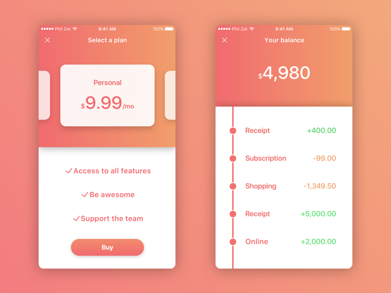Finance App Concept for iOS gradient iphone color app productivity finance user interface ux ui apple ios 11 ios