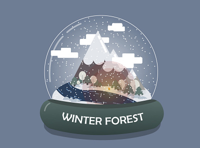 winter forest design flat illustration minimal vector