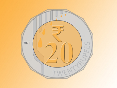 20 Rupee Indian Coin design illustration logo typography