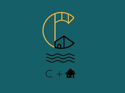 c + home+ wave logo design icon illustration logo typography