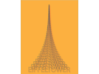 Eiffel Tower in typography illustration typography