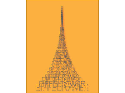 Eiffel Tower in typography illustration typography