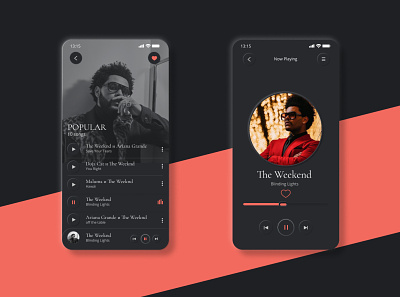 Dark Theme UI – Simple Music Player dark mode mobile apps design for mobile mobile app mobile app visual ui ux mobile user interface mobile app