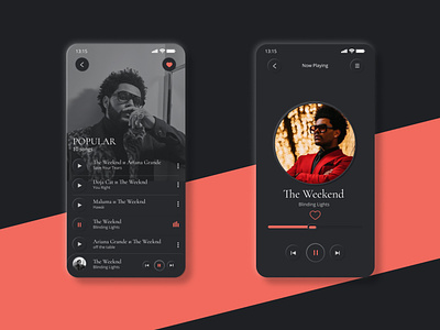 Dark Theme UI – Simple Music Player dark mode mobile apps design for mobile mobile app mobile app visual ui ux mobile user interface mobile app