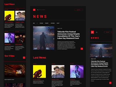 FILM FESTIVAL 2d abstract adaptation app art behance branding brutalism concept dark design desktop dribbble full page mobile modern news typography ui ux