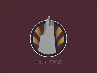 Willis Tower art deco badge chicago design icon illustration