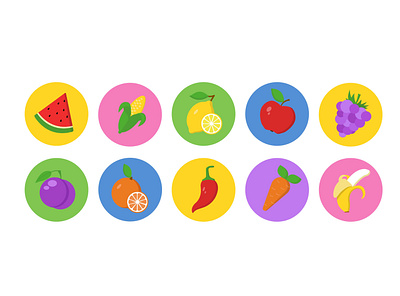 Fruits Icons adobe illustrator design flat graphic design icon illustration visual art