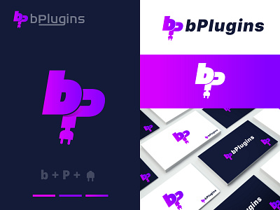 bPlugins Logo Design | b+P Latter Logo | Branding | Company 3d brandidentity branding branding design company logo custom logo design design fiverr design graphic design illustration logo logodesign minimalist logo