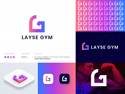 LAYSE GYM | GYM logo | Fitness logo | L+G latter Logo Branding