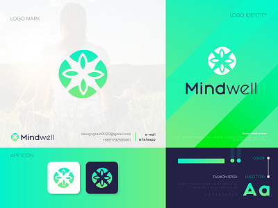 Mindwell for Meditation Company logo Design with BRAND IDENTITY