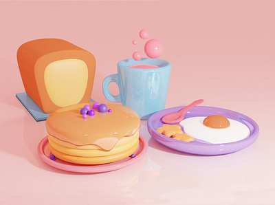 Just a cute breakfast scene. 3d 3d art art artist artwork design illustration illustrator