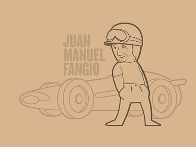Fangio design driver f1 fangio formula 1 illustration mid century racing vector