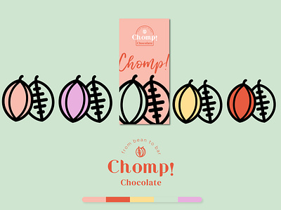 CHOMP! Chocolate - Packaging brand design brand identity feminine logo fun fun logo illustration logos packaging playful visual design visual identity