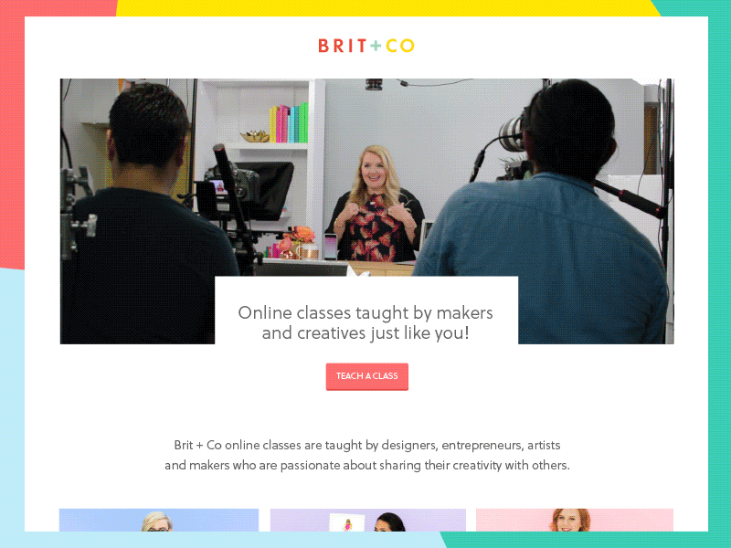 Teach with Brit + Co! brit co landing page online classes