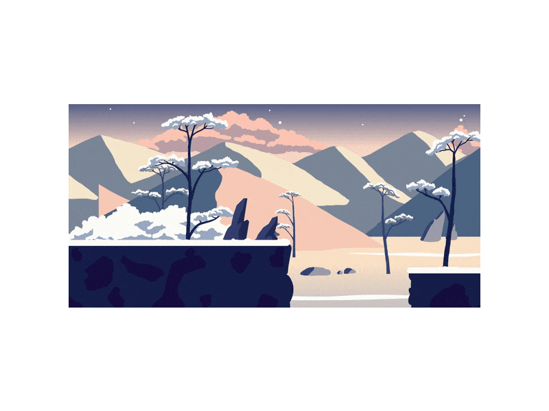 Snowy Mountains Environment animation flat game art game development icon illustration indie indiegame landscape design platformer