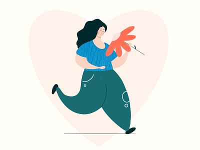 Girl with a flower design digitalart flat illustration illustration mindfulness minimal positive procreate webdesig
