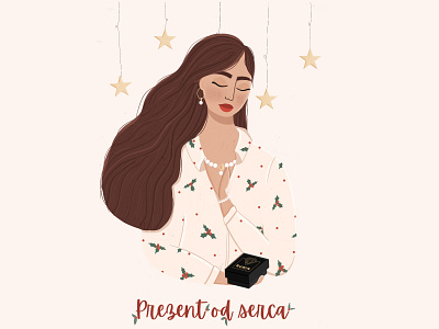 ‘Gift from the heart’ branding character design christmas card design digitalart digitalillustration greeting card design greetingcard illustration jewelry shop procreate thank you woman illustration women