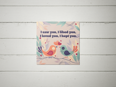 Valentine Day's Card art bird card design digitalart greetingcard illustration illustrations illustrator print design typography valentine day