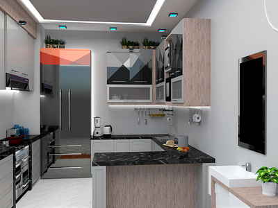 Architectural 3D Interior Kitchen Design