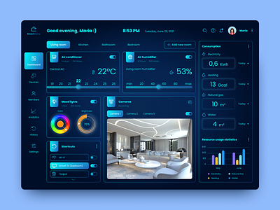 Smart Home Dashboard - UI figma future smart home smart home interface ui ui ux web design
