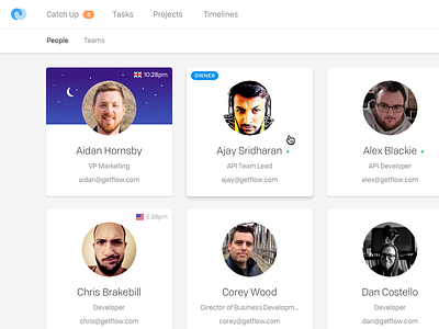 People Page — Flow Desktop App clean ui people directory white