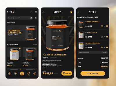 MELZ - Honey Store App app branding design graphic design logo ui user interface ux