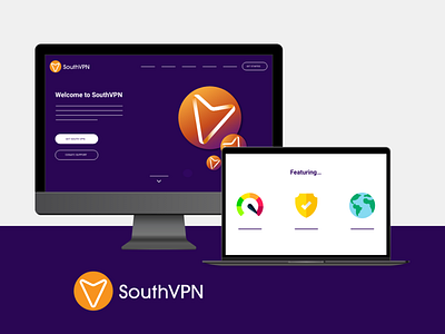 South VPN Desktop Website UI/UX Design animation branding design flat graphic design illustration illustrator logo minimal ui ux vpn