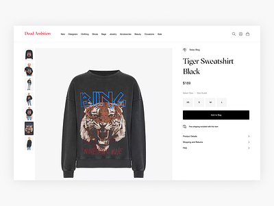 Dead Ambition - Product Details Page Exploration - E-commerce commerce e commerce ecommerce fashion fashion shop minimal minimalism shop web shop webshop