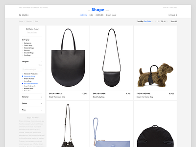 Exploration of Product list page & Header.