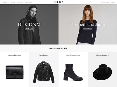 Urge homepage exploration by Jake Sunshine on Dribbble