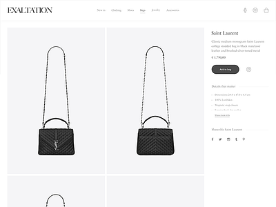 Exploratory product page e commerce ecommerce fashion fashion shop luxury luxury fashion product page shop